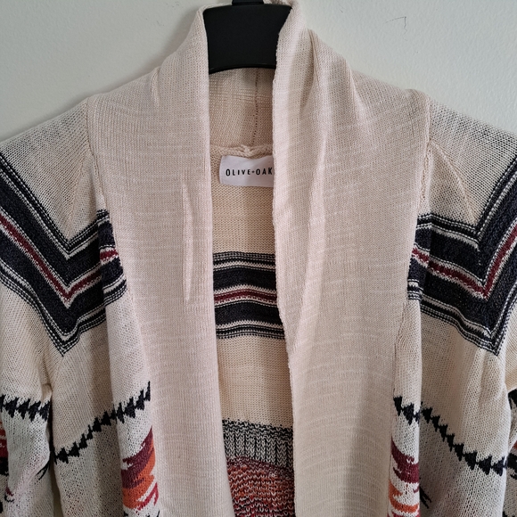 Olive & Oak Cream‎ Southwest Astec Patterned Women's Sweater Cardigan Size Large - Picture 4 of 9